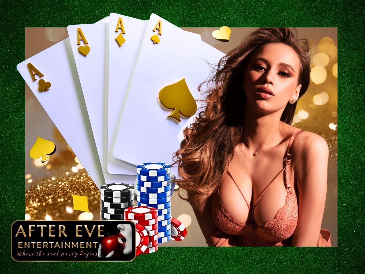 Poker night, done properly — cards fanned, chips stacked, a drink at every seat — After Eve Entertainment Perth